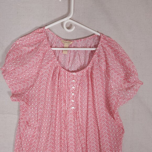 Bit & Bridle Womens 1X Pink Floral Boho Peasant Blouse Rayon Blend Cottagecore - Picture 6 of 8